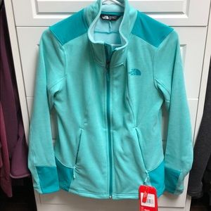 North Face blue/green zip up jacket, M, NWT